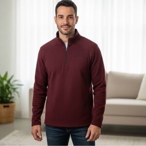 EDDIE BAUER Mock Neck Quarter Zip, No Pockets, Men’s L, Burgundy